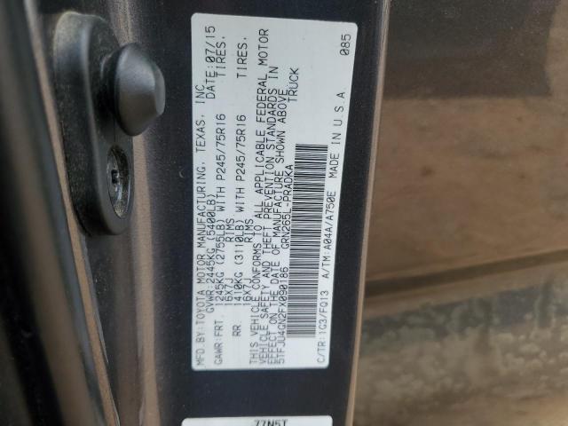 5TFJU4GN2FX090186 - 2015 TOYOTA TACOMA DOUBLE CAB PRERUNNER CHARCOAL photo 12