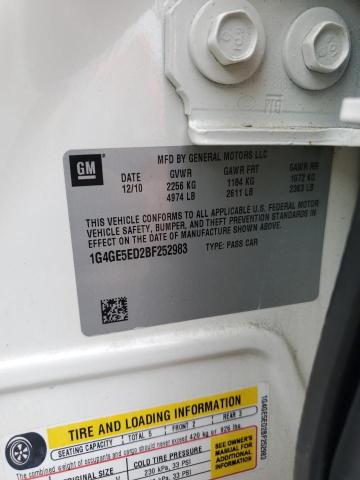 1G4GE5ED2BF252983 - 2011 BUICK LACROSSE CXS WHITE photo 12