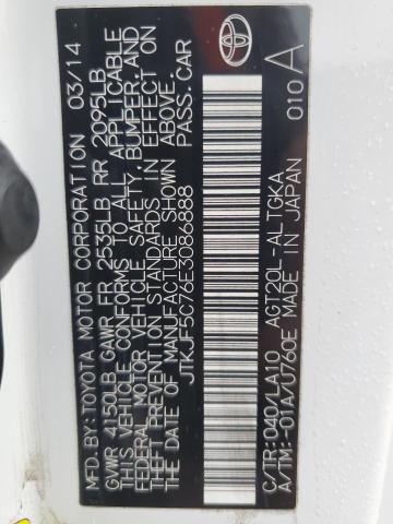 JTKJF5C76E3086888 - 2014 TOYOTA SCION TC 白色 照片 13