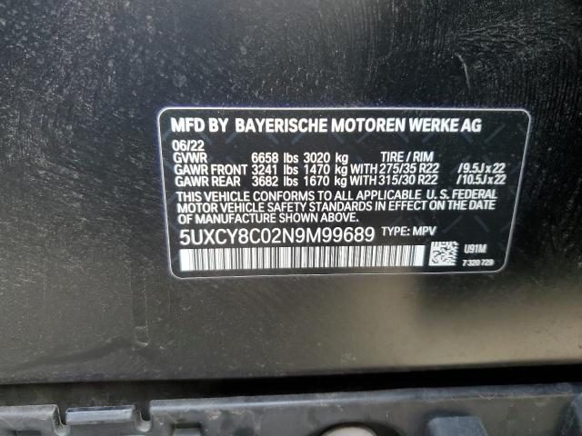 5UXCY8C02N9M99689 - 2022 BMW X6 M50I BLACK photo 14