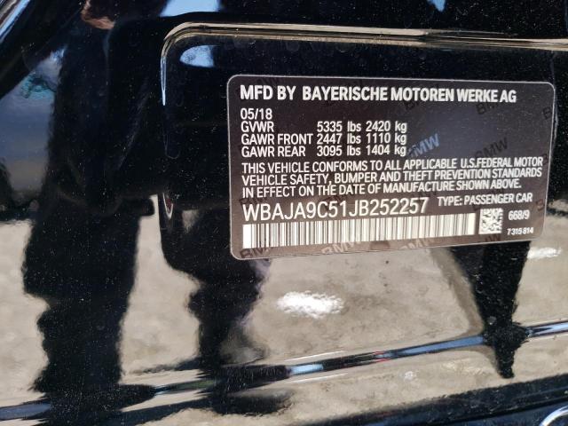 WBAJA9C51JB252257 - 2018 BMW 530E BLACK photo 12