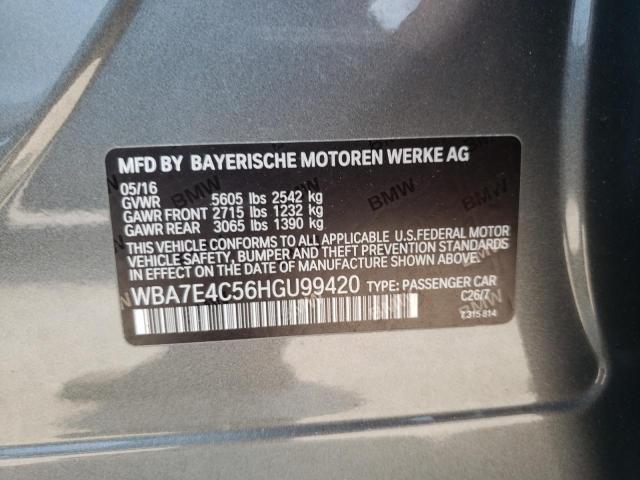 WBA7E4C56HGU99420 - 2017 BMW 740 XI GRAY photo 12