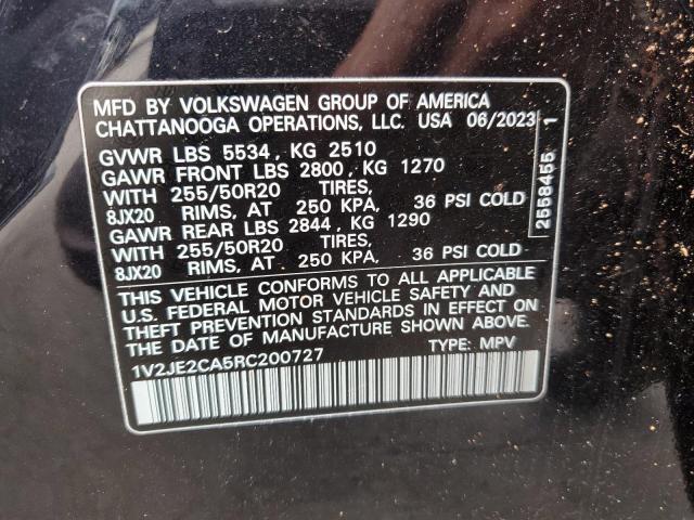 1V2JE2CA5RC200727 - 2024 VOLKSWAGEN ATLAS CROS SE Чорний фото 13