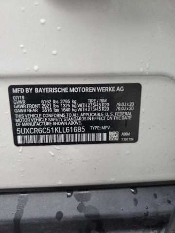 5UXCR6C51KLL61685 - 2019 BMW X5 XDRIVE40I WHITE photo 14