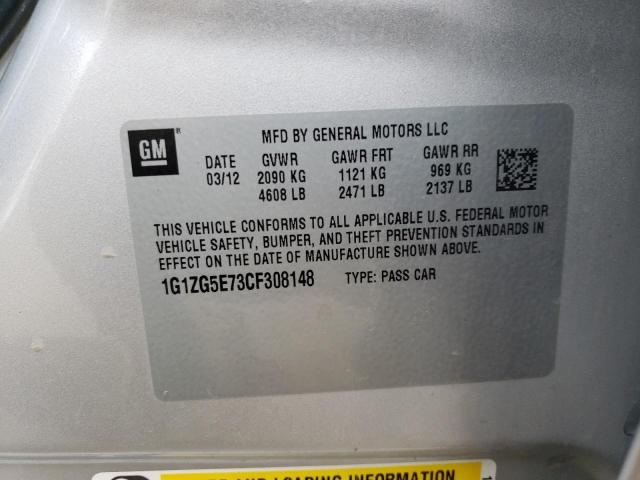 1G1ZG5E73CF308148 - 2012 CHEVROLET MALIBU LTZ Argent photo 12