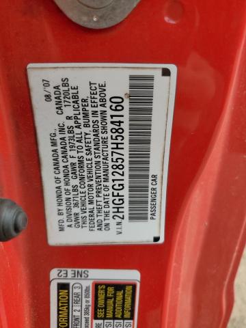 2HGFG12857H584160 - 2007 HONDA CIVIC EX RED photo 13
