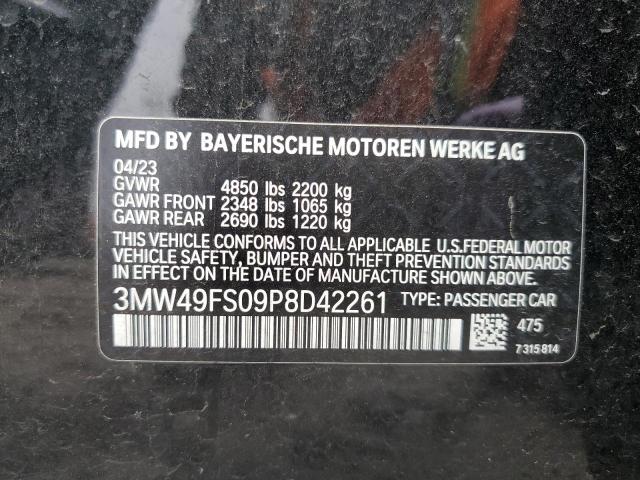 3MW49FS09P8D42261 - 2023 BMW M340I BLACK photo 12
