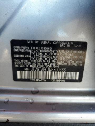 JF2GTABC1M8300366 - 2021 SUBARU CROSSTREK SILVER photo 13