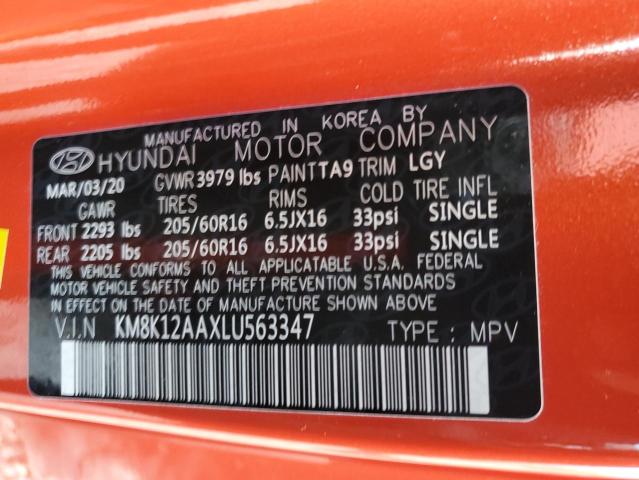 KM8K12AAXLU563347 - 2020 HYUNDAI KONA SE ORANGE photo 13