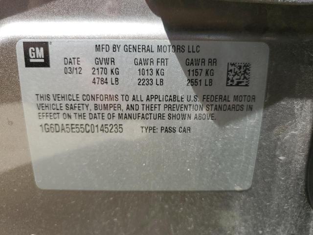 1G6DA5E55C0145235 - 2012 CADILLAC CTS GRAY photo 12