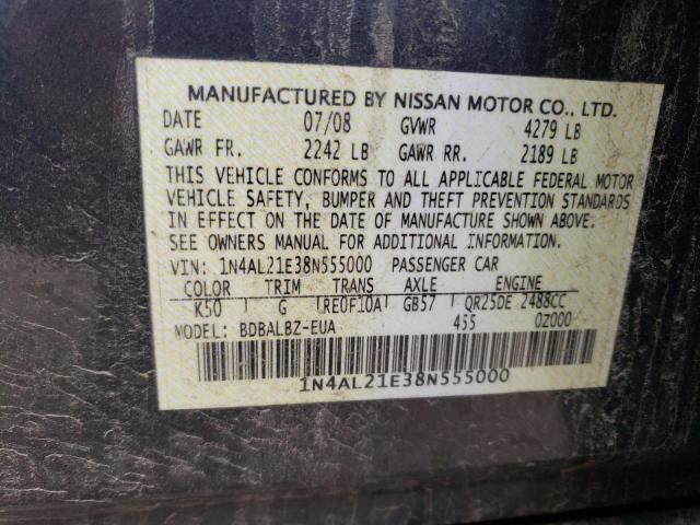 1N4AL21E38N555000 - 2008 NISSAN ALTIMA 2.5 GRAY photo 12