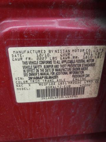 3N1AB6AP1BL664281 - 2011 NISSAN SENTRA 2.0 RED photo 12