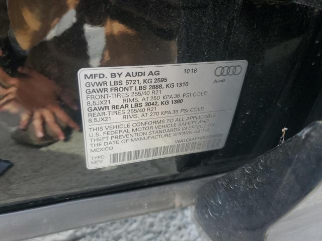 WA1C4AFY6K2008500 - 2019 AUDI SQ5 PRESTIGE BLACK photo 12
