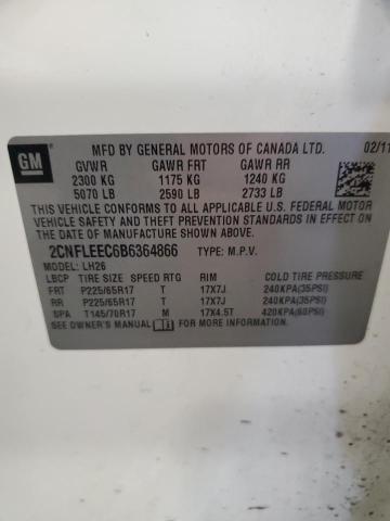 2CNFLEEC6B6364866 - 2011 CHEVROLET EQUINOX LT WHITE photo 13