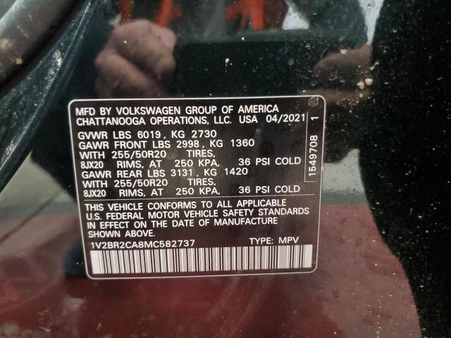 1V2BR2CA8MC582737 - 2021 VOLKSWAGEN ATLAS SEL GREEN photo 13