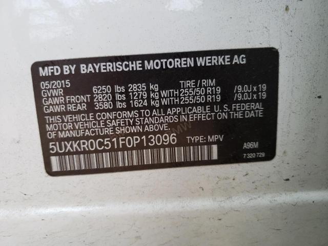 5UXKR0C51F0P13096 - 2015 BMW X5 XDRIVE35I WHITE photo 13