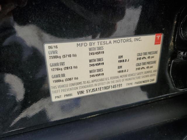 5YJSA1E19GF145191 - 2016 TESLA MODEL S 黑色 照片 12