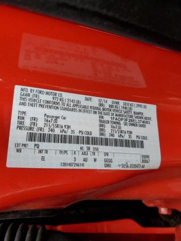 1FADP3F28EL374083 - 2014 FORD FOCUS SE RED photo 12