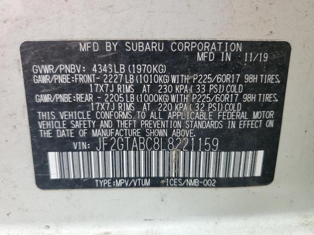 JF2GTABC8L8221159 - 2020 SUBARU CROSSTREK WHITE photo 12