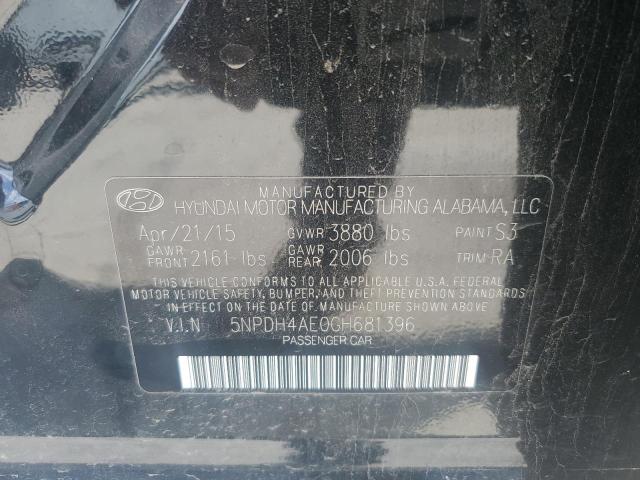 5NPDH4AE0GH681396 - 2016 HYUNDAI ELANTRA SE BLACK photo 12