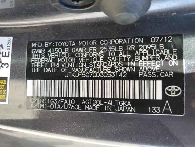 JTKJF5C70D3053142 - 2013 TOYOTA SCION TC 灰色 照片 12