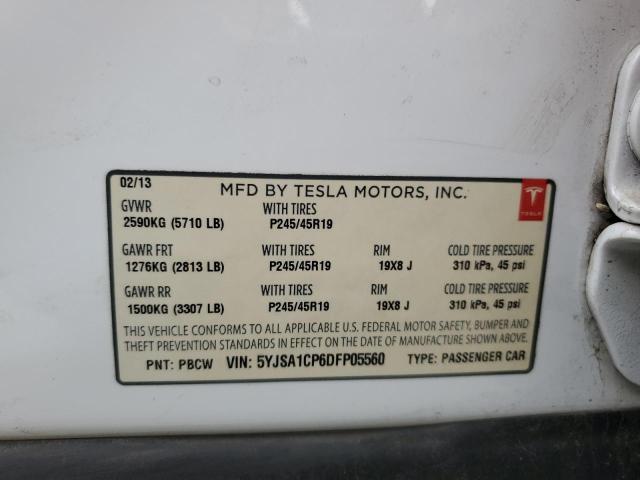 5YJSA1CP6DFP05560 - 2013 TESLA MODEL S WHITE photo 12