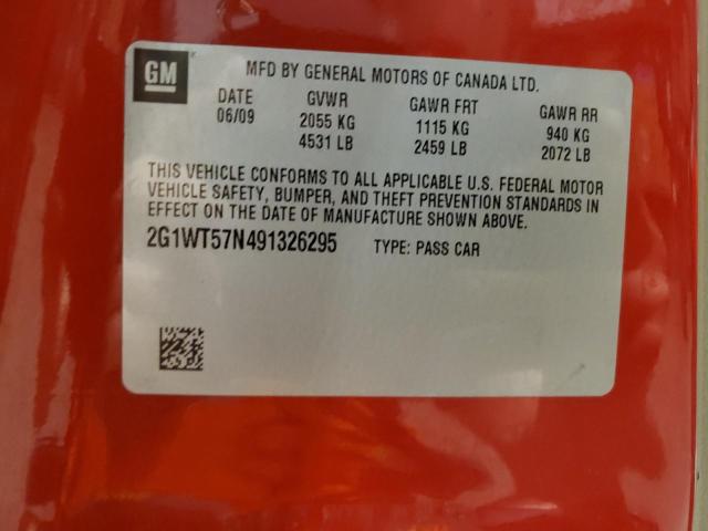 2G1WT57N491326295 - 2009 CHEVROLET IMPALA 1LT RED photo 12