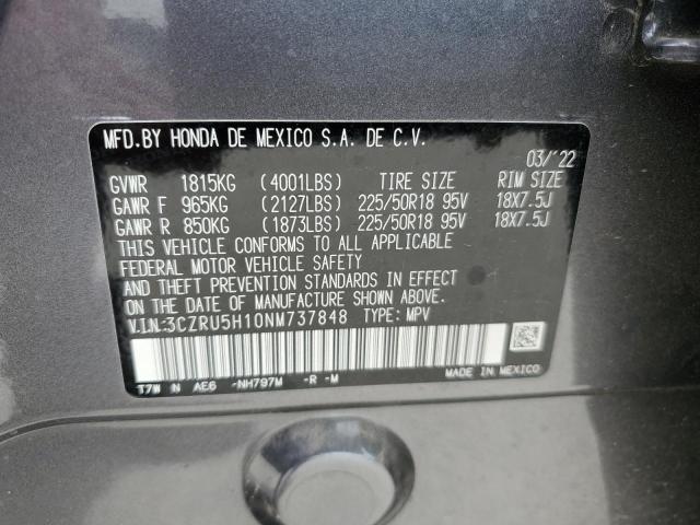 3CZRU5H10NM737848 - 2022 HONDA HR-V SPORT GRAY photo 13