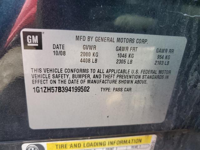 1G1ZH57B394199502 - 2009 CHEVROLET MALIBU 1LT Қара фото 12