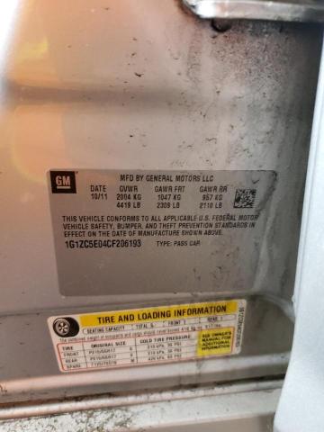 1G1ZC5E04CF206193 - 2012 CHEVROLET MALIBU 1LT 银色 照片 12