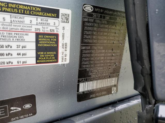 SALWR2RV6KA818963 - 2019 LAND ROVER RANGE ROVE HSE BLUE photo 13