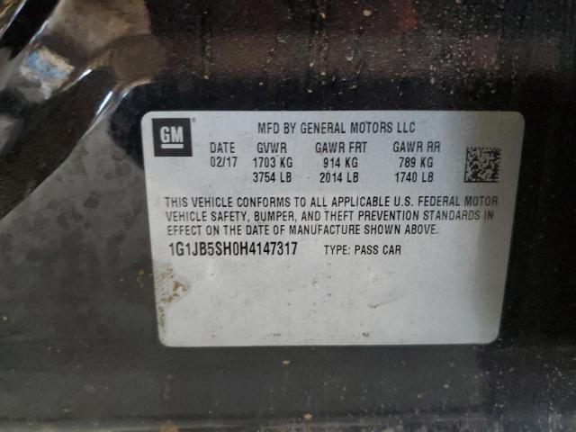 1G1JB5SH0H4147317 - 2017 CHEVROLET SONIC LS BLACK photo 12