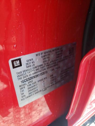 1GCGSDEN0H1153519 - 2017 CHEVROLET COLORADO Z71 RED photo 10