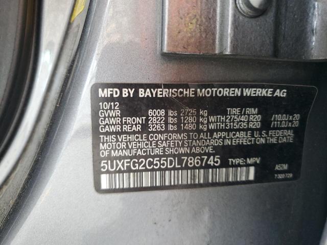 5UXFG2C55DL786745 - 2013 BMW X6 XDRIVE35I SILVER photo 12