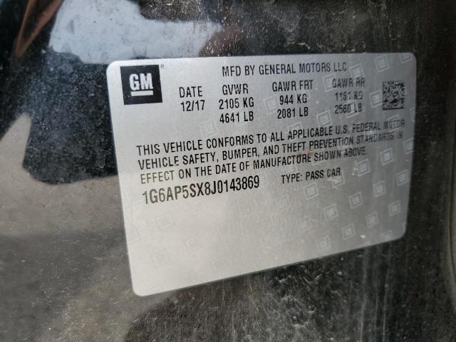 1G6AP5SX8J0143869 - 2018 CADILLAC CTS BLACK photo 12