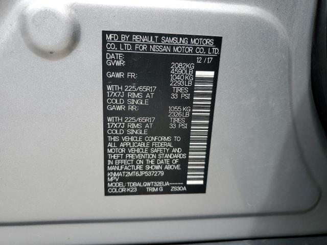 KNMAT2MT6JP537279 - 2018 NISSAN ROGUE S ვერცხლისფერი ფოტო 13