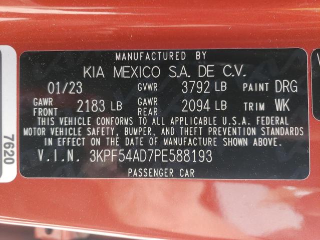 3KPF54AD7PE588193 - 2023 KIA FORTE GT LINE ORANGE photo 13