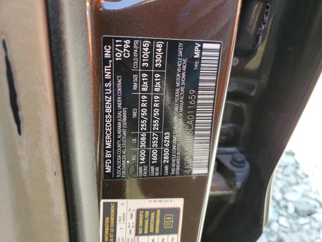 4JGDA5HB6CA011659 - 2012 MERCEDES-BENZ ML 350 4MATIC BROWN photo 13