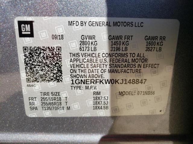 1GNERFKW0KJ148847 - 2019 CHEVROLET TRAVERSE LS GRAY photo 13