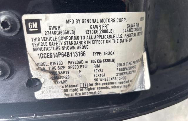 1GCES14P64B113166 - 2004 CHEVROLET SSR 黑色 照片 10