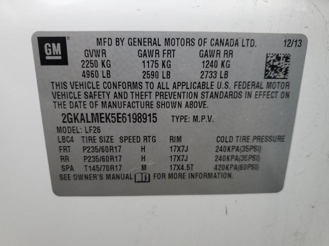 2GKALMEK5E6198915 - 2014 GMC TERRAIN SLE WHITE photo 14