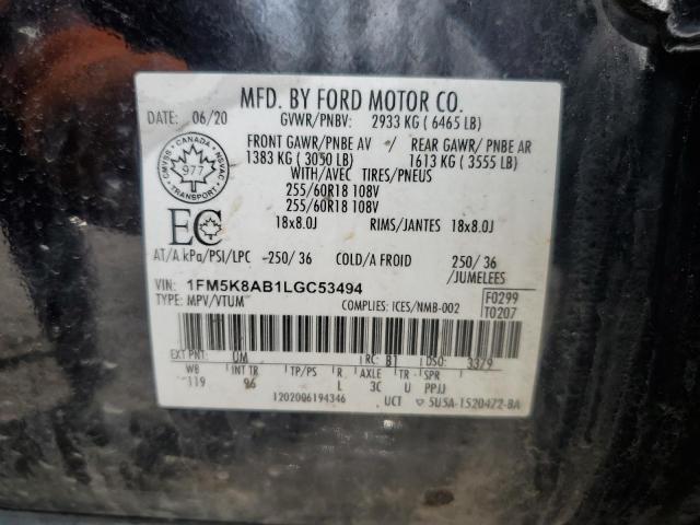 1FM5K8AB1LGC53494 - 2020 FORD EXPLORER POLICE INTERCEPTOR Qara foto 14