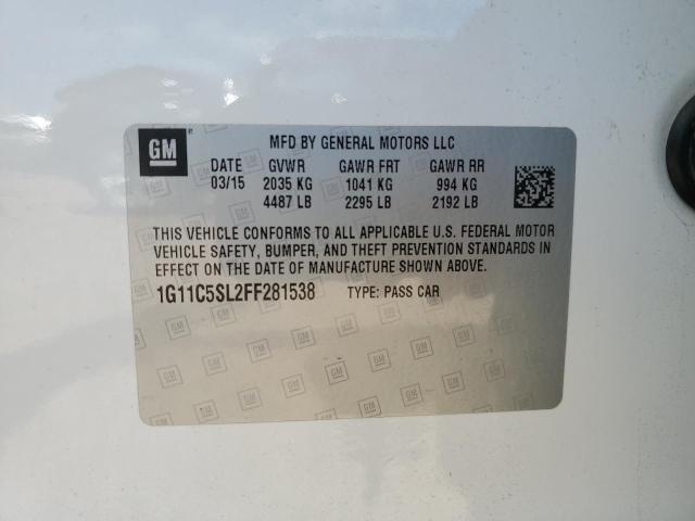 1G11C5SL2FF281538 - 2015 CHEVROLET MALIBU 1LT 白色 照片 12