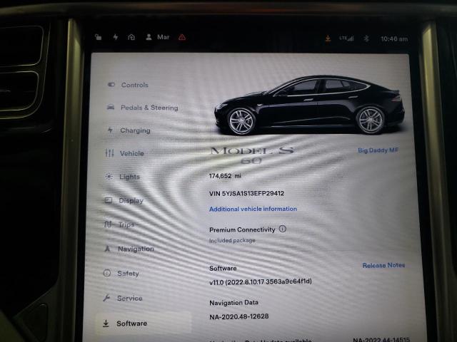 5YJSA1S13EFP29412 - 2014 TESLA MODEL S შავი ფოტო 9