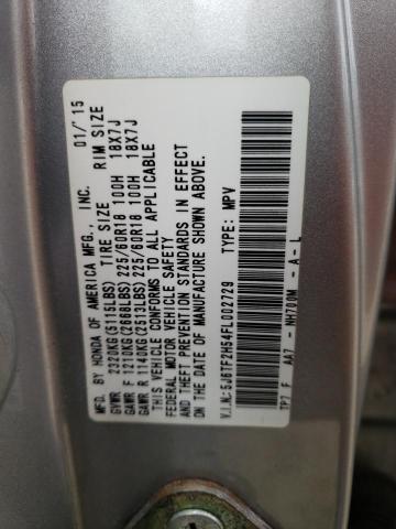 5J6TF2H54FL002729 - 2015 HONDA CROSSTOUR EXL Silber Foto 12