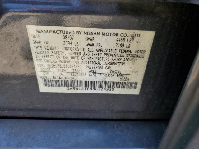 1N4BL21E88C124930 - 2008 NISSAN ALTIMA 3.5SE GRAY photo 12