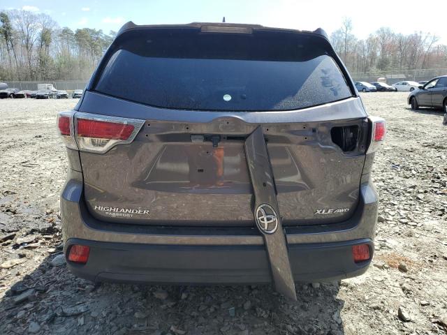 5TDJKRFH1GS502779 - 2016 TOYOTA HIGHLANDER XLE GRAY photo 6