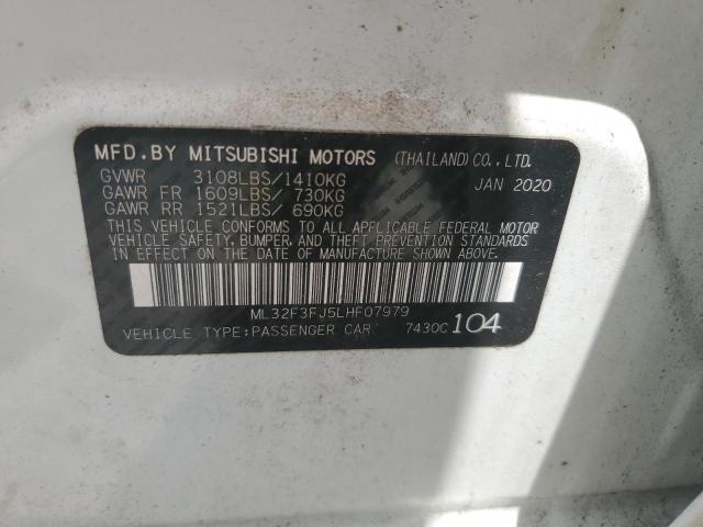 ML32F3FJ5LHF07979 - 2020 MITSUBISHI MIRAGE G4 ES WHITE photo 12