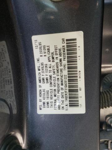 1HGCR2F31GA091222 - 2016 HONDA ACCORD LX CHARCOAL photo 12