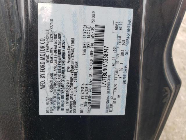 1ZVFT80N075358947 - 2007 FORD MUSTANG BLACK photo 12